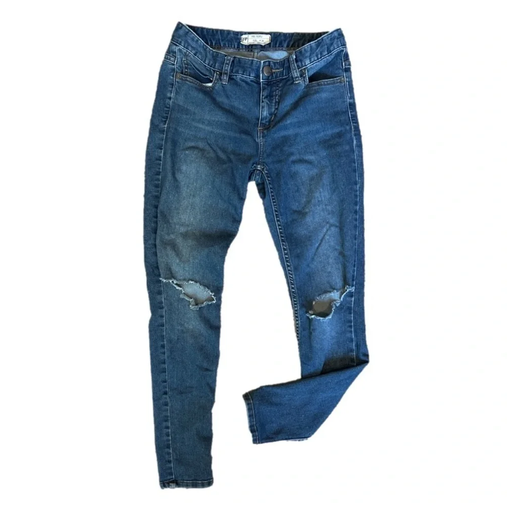 FREE People High Waist Busted Knee Skinny Jeans - Picture 2 of 4